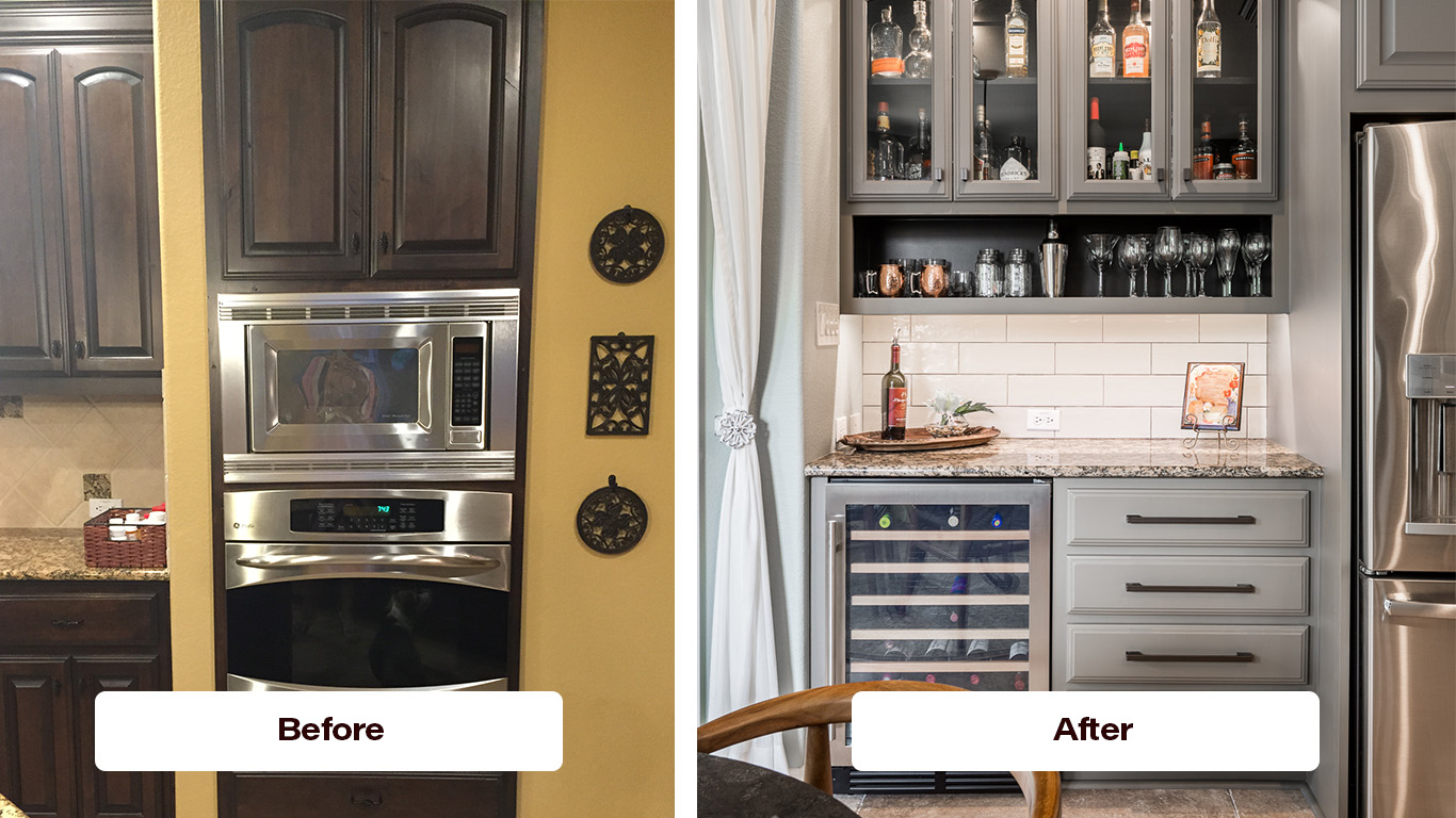 Mitra Kitchen Before and After - Studio 74 Interior Design in Austin, TX